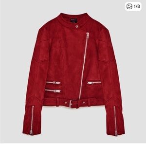 Zara Bold Red Faux Suede Jacket